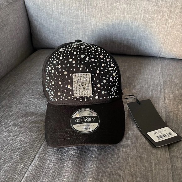 Black and Blue Men’s trucker cap Avenue George V Paris rhinestone cap hat - Picture 3 of 10
